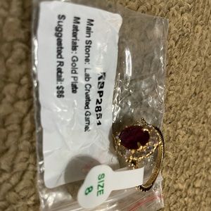 Lab created Garnet, gold plated